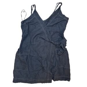 Urban Outfitters Black Wrap Dress Linen and Viscose Medium